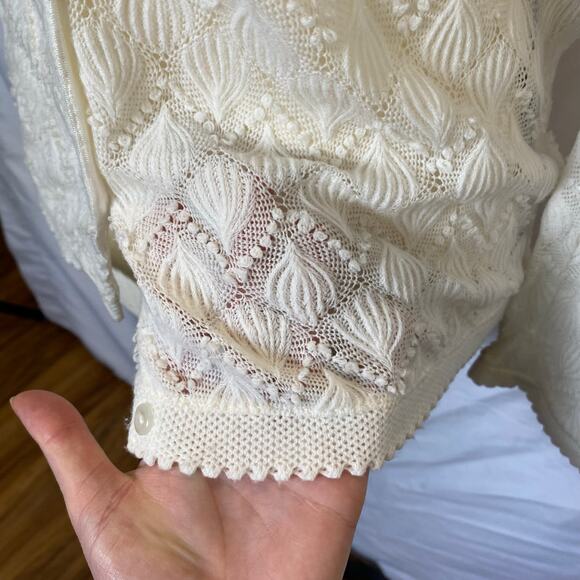 Vintage Jason Maxwell Women's Open Knit Textured Cardigan Size XS Coquette - Picture 3 of 10